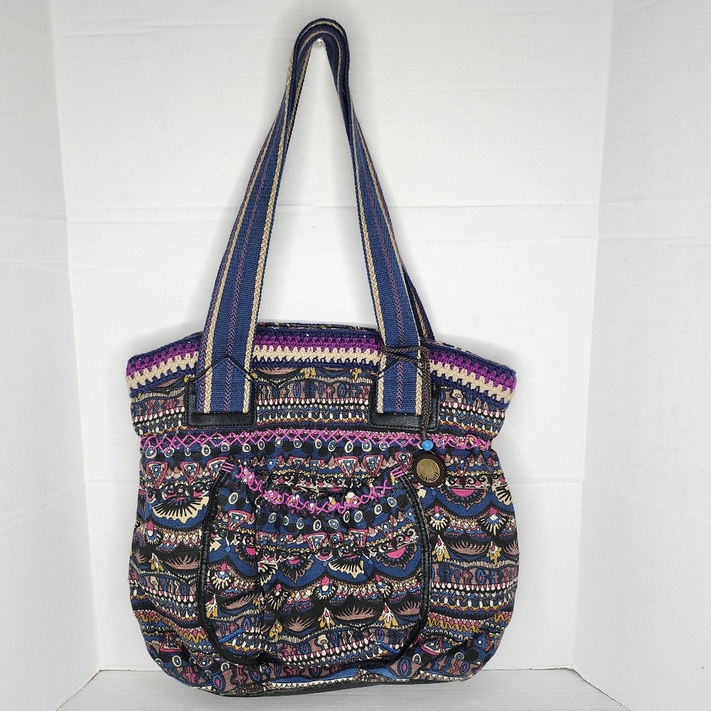 Sak Roots The SAK Sakroots Artist Circle Tote Jute Artsy BOHO Handbag Purse